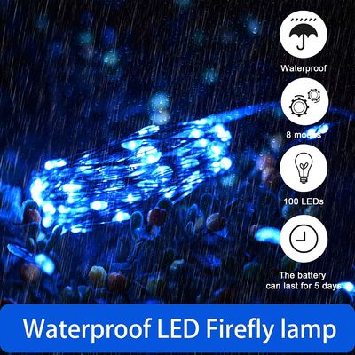 IP65 Battery Copper Wire Lights 3M Blue String Lights For Bedroom