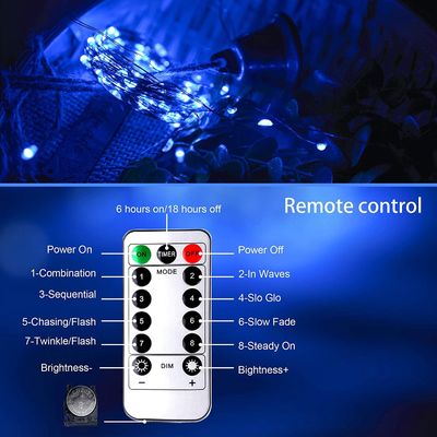 IP65 Battery Copper Wire Lights 3M Blue String Lights For Bedroom